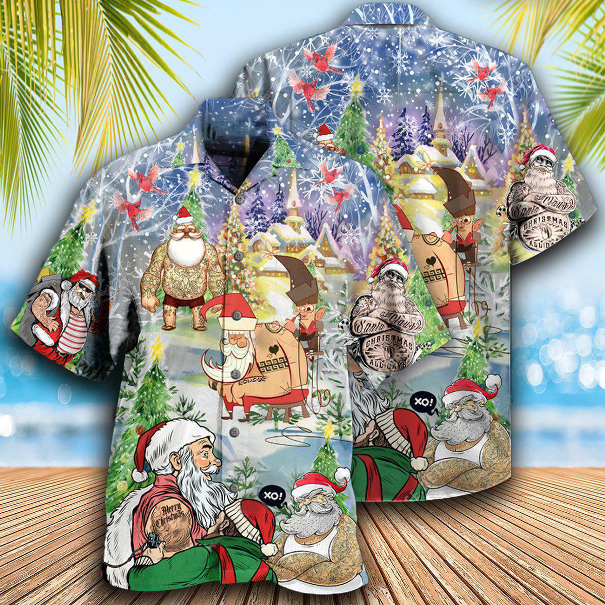 Tattoo Cool Santa Claus Christmas - Hawaiian Shirt - Reefox