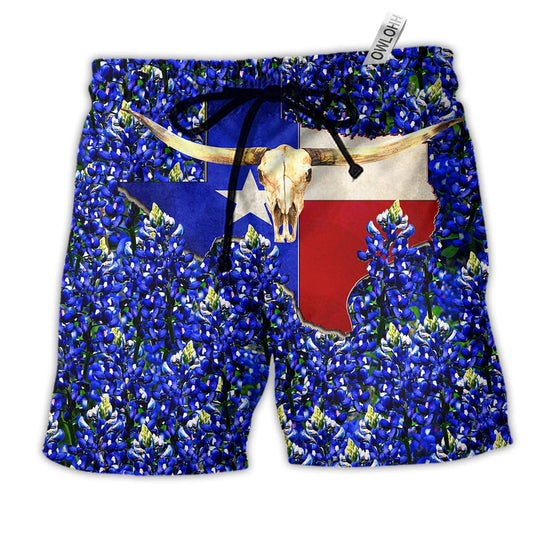Beach Short / Adults / S Texas Forever Texas Bluebonnet Blue - Beach Short Reefox - Owls Matrix LTD