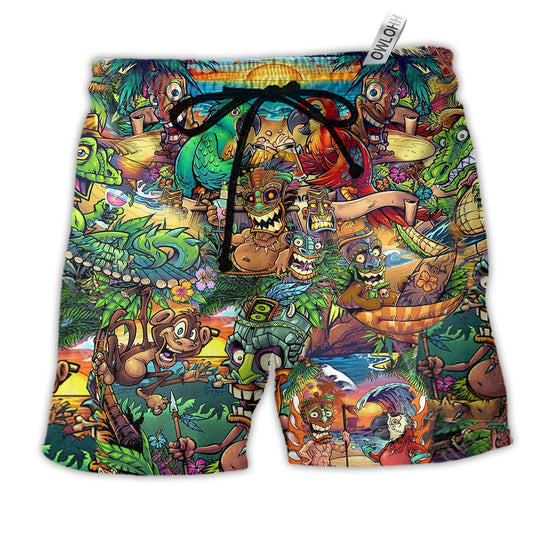 Beach Short / Adults / S Tiki Do You Have The Aloha Spirit - Beach Short Reefox - Owls Matrix LTD