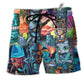 Beach Short / Adults / S Tiki It's Tiki Time And Cat - Beach Short Reefox - Owls Matrix LTD