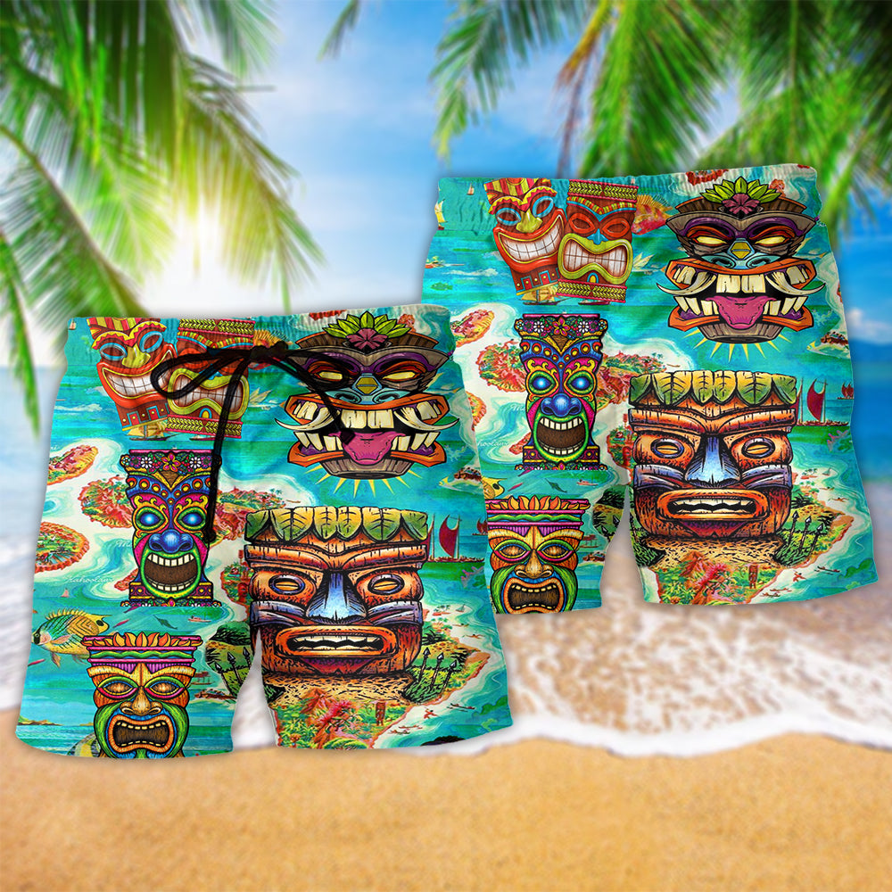 Tiki Keep Saying Aloha Tiki Hawaii - Beach Short Reefox - Owls Matrix LTD