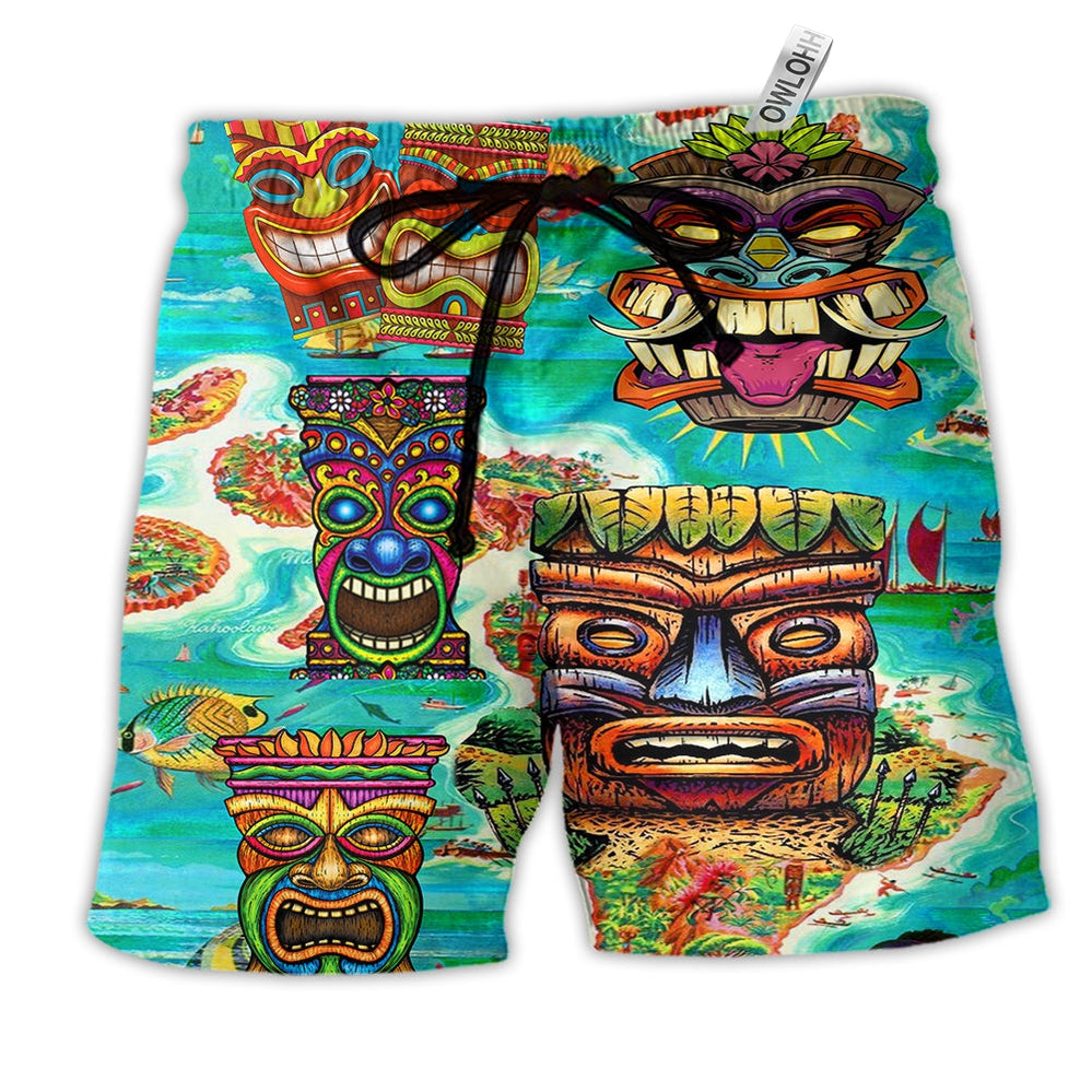 Beach Short / Adults / S Tiki Keep Saying Aloha Tiki Hawaii - Beach Short Reefox - Owls Matrix LTD