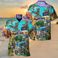 Tiki And Skull Blue Sea - Hawaiian Shirt