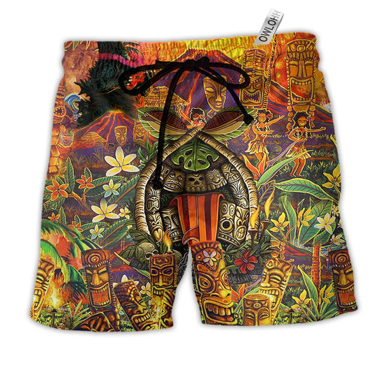 Beach Short / Adults / S Tiki Wakaka Aloha Funny - Beach Short Reefox - Owls Matrix LTD
