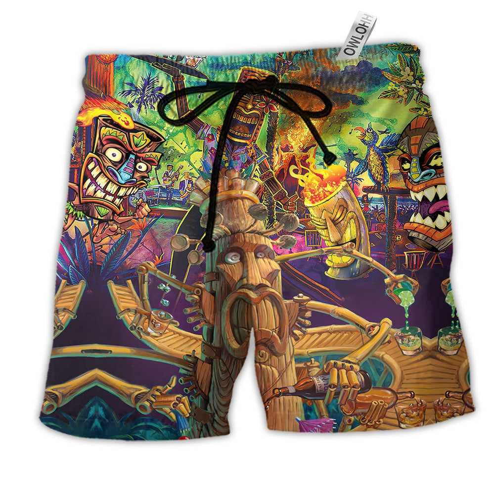 Beach Short / Adults / S Tiki Welcome To Tiki Bar Cool - Beach Short Reefox - Owls Matrix LTD