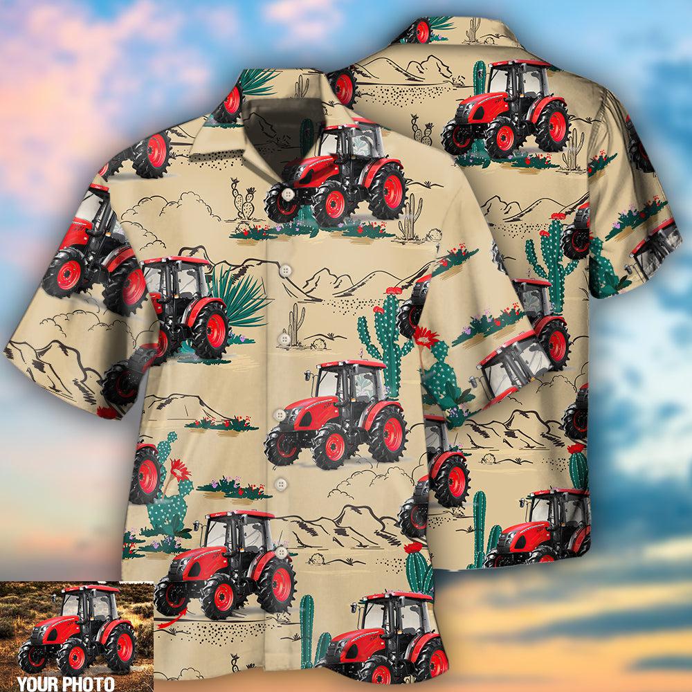 Tractor On The Desert Basic Style Custom Photo - Hawaiian Shirt - Reefox