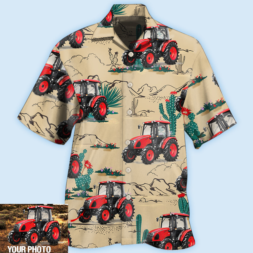Tractor On The Desert Basic Style Custom Photo - Hawaiian Shirt - Reefox