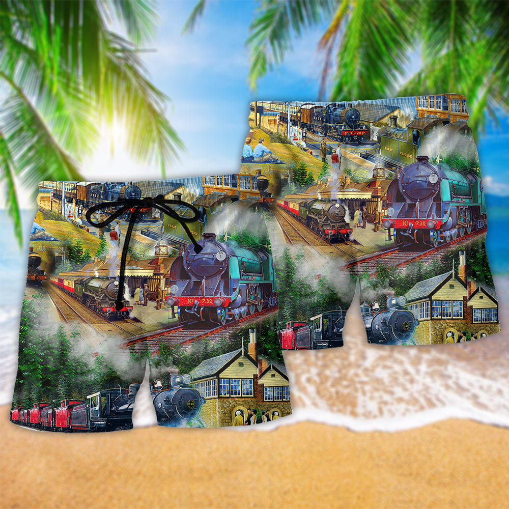Train Life Is The Train Not The Station In The Village - Beach Short Reefox - Owls Matrix LTD