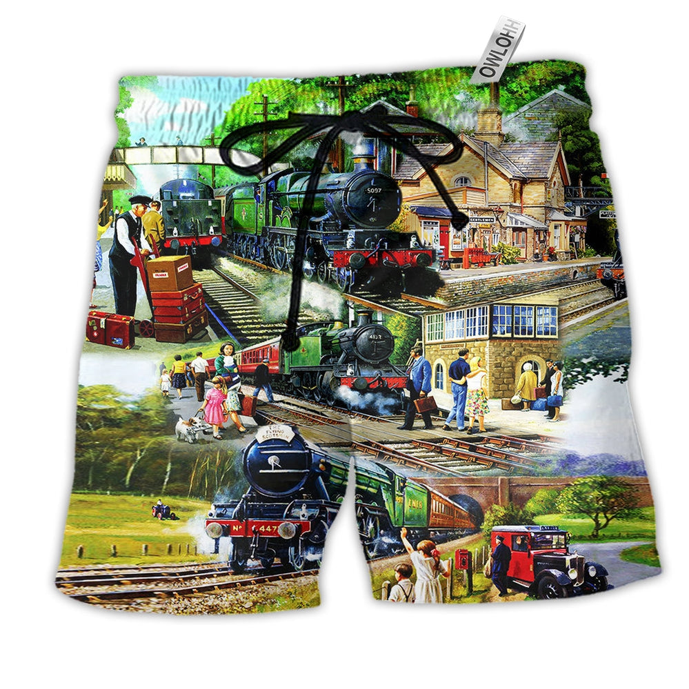 Beach Short / Adults / S Train Track Full Of Possibilities Beautiful Landscape - Beach Short Reefox - Owls Matrix LTD