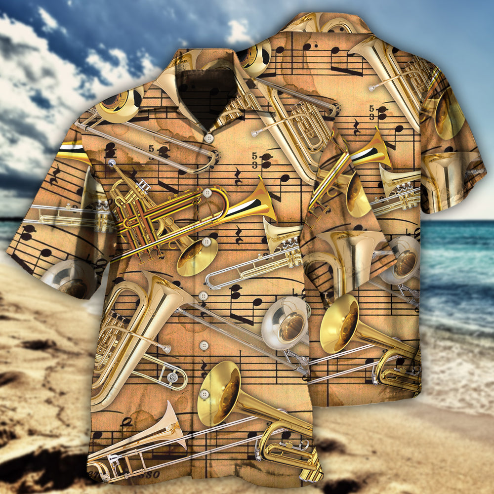 Trombone Music Notes Style - Hawaiian Shirt - Reefox