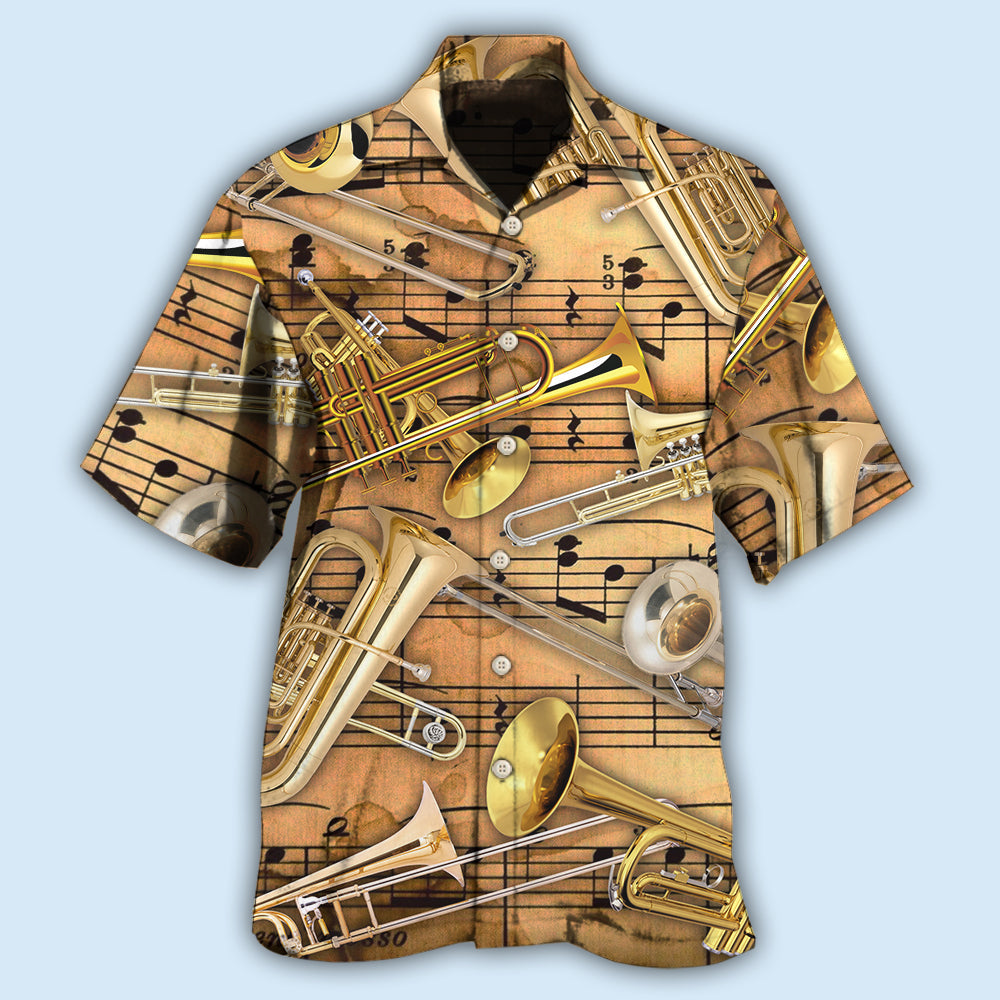 Trombone Music Notes Style - Hawaiian Shirt - Reefox