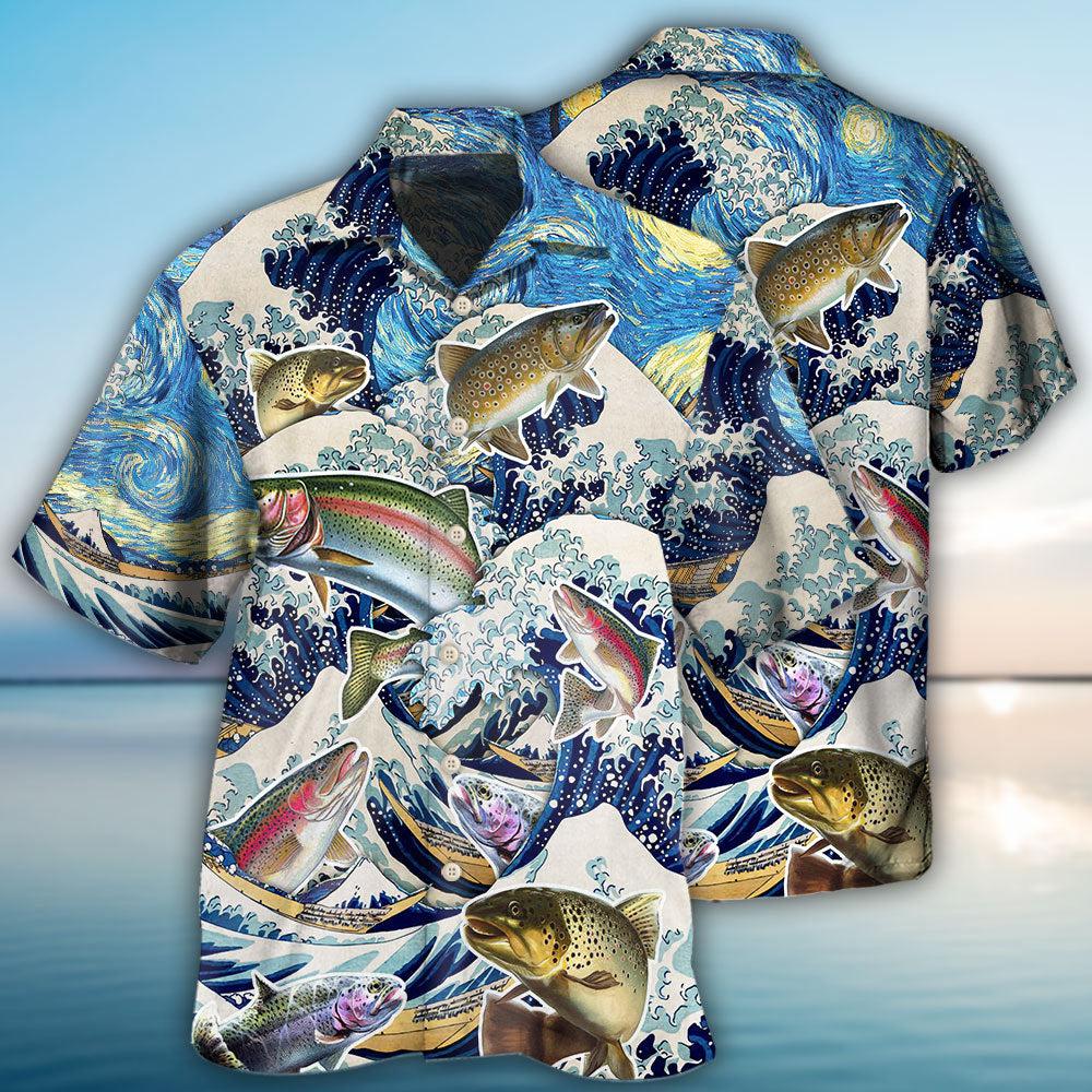 Fishing Trout Fishing Big Waves Style - Hawaiian Shirt - Reefox