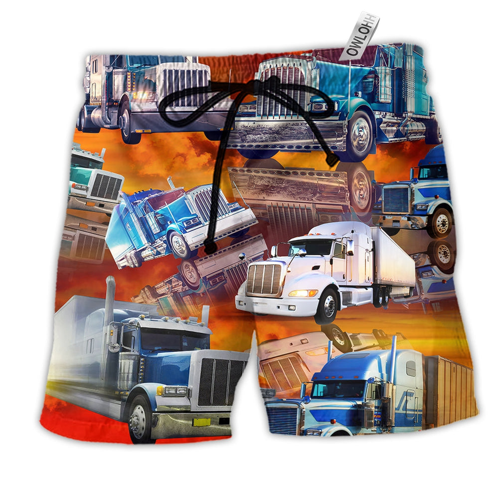 Beach Short / Adults / S Truck Real Men Drive Big Trucks - Beach Short Reefox - Owls Matrix LTD
