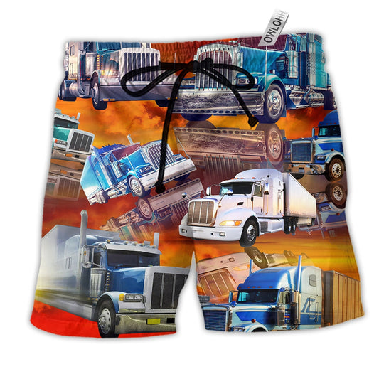 Beach Short / Adults / S Truck Real Men Drive Big Trucks - Beach Short Reefox - Owls Matrix LTD