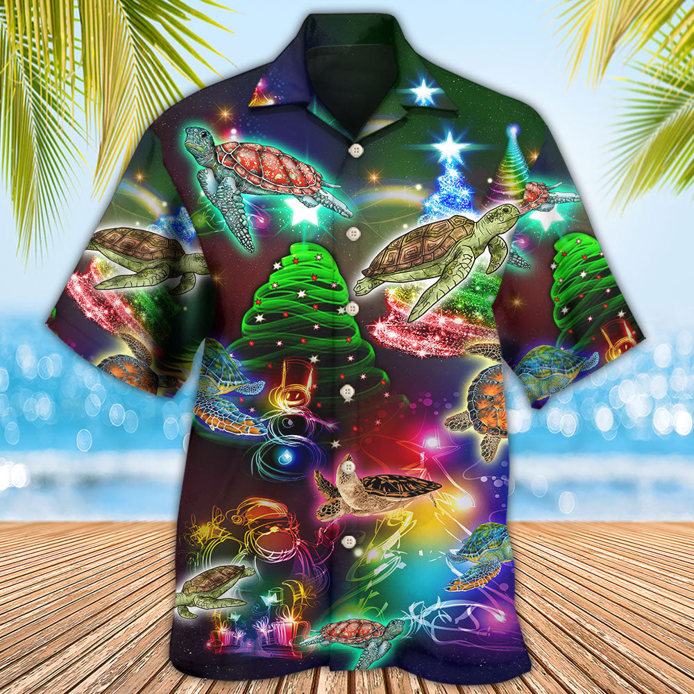 Turtle Neon Light Merry Christmas Lovely - Hawaiian Shirt - Reefox