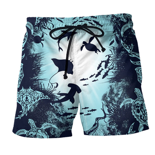 Beach Short / Adults / S Turtle Aquarium Life Love Ocean - Beach Short Reefox - Owls Matrix LTD