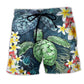 Beach Short / Adults / S Turtle Love Flowers So Pretty - Beach Short Reefox - Owls Matrix LTD