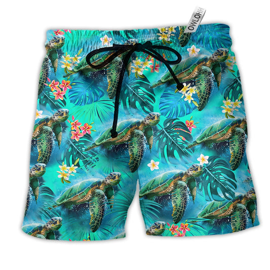 Beach Short / Adults / S Turtle Love Life Blue - Beach Short Reefox - Owls Matrix LTD