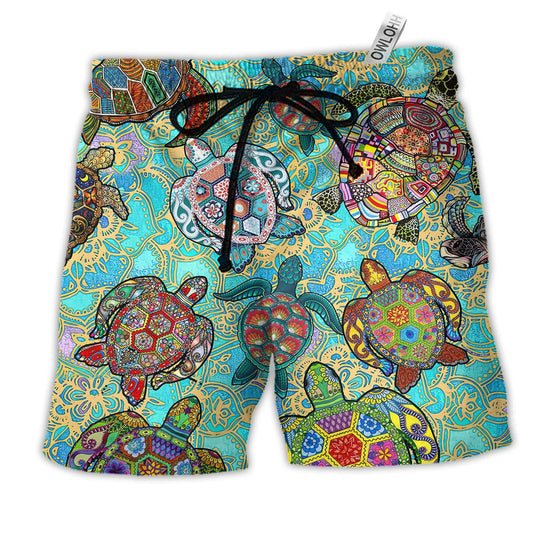 Beach Short / Adults / S Turtle Love Swimming And Love Ocean - Beach Short Reefox - Owls Matrix LTD