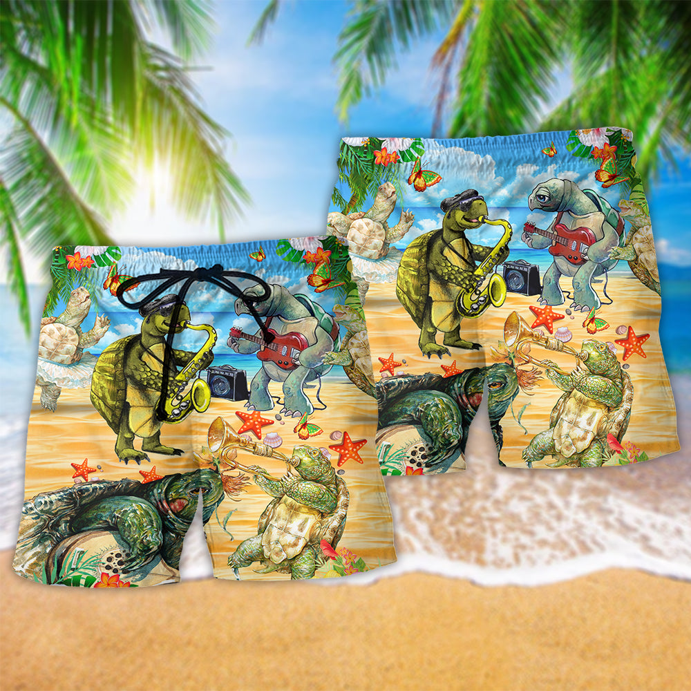 Turtle Loves Music Everyday Nice Tiny - Beach Short Reefox - Owls Matrix LTD