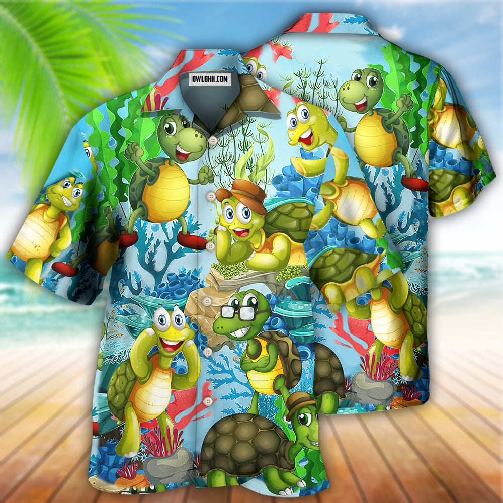 Turtle Mini Happy Funny - Hawaiian Shirt - Reefox