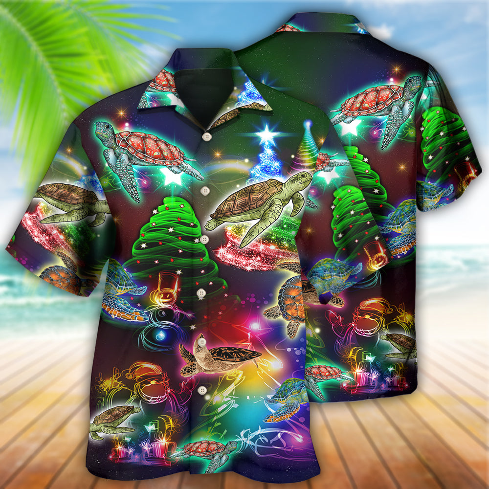 Turtle Neon Light Merry Christmas Lovely - Hawaiian Shirt - Reefox