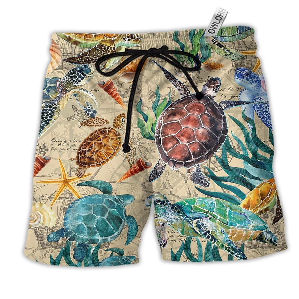 Beach Short / Adults / S Turtle Under The Ocean Vintage - Beach Short Reefox - Owls Matrix LTD