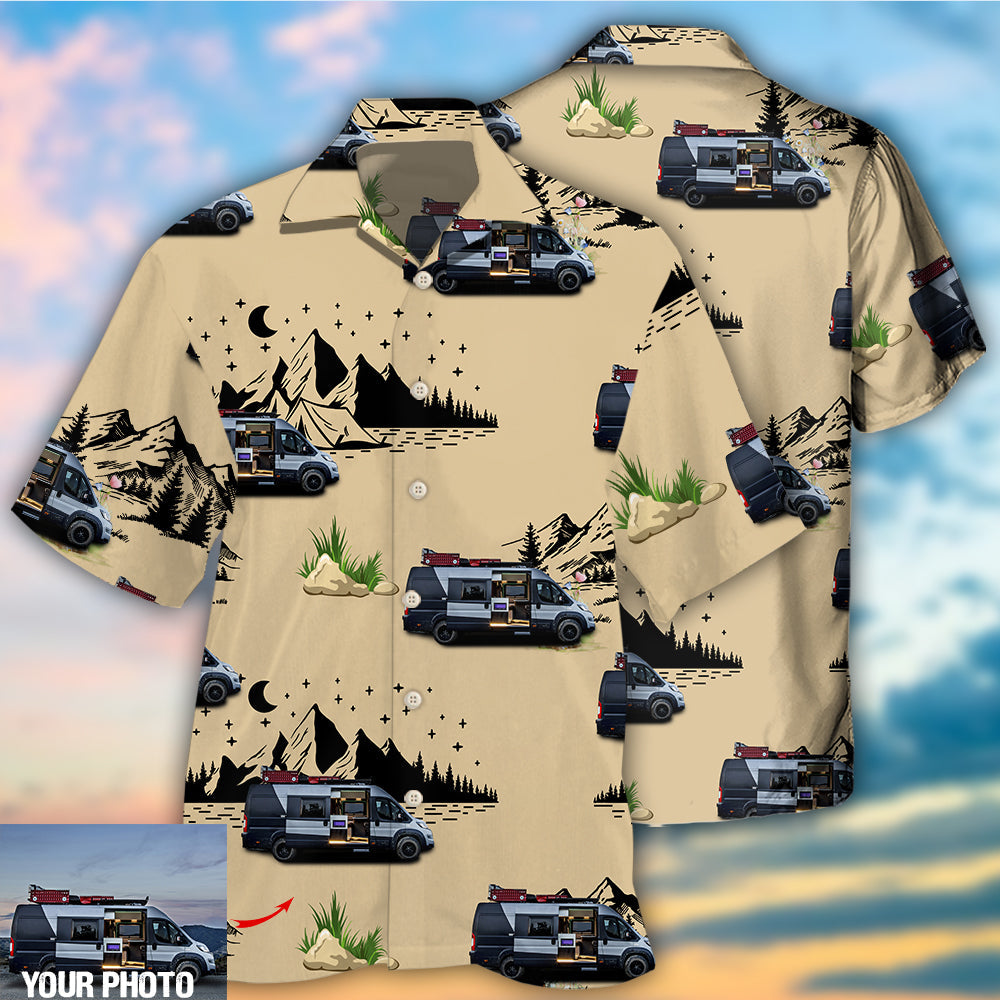 Camping Van Outdoor Life Moon Night Custom Photo - Hawaiian Shirt - Reefox