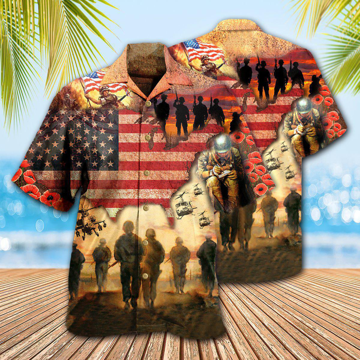 Veteran Blood Sweat And Tear America Flag - Hawaiian Shirt - Reefox