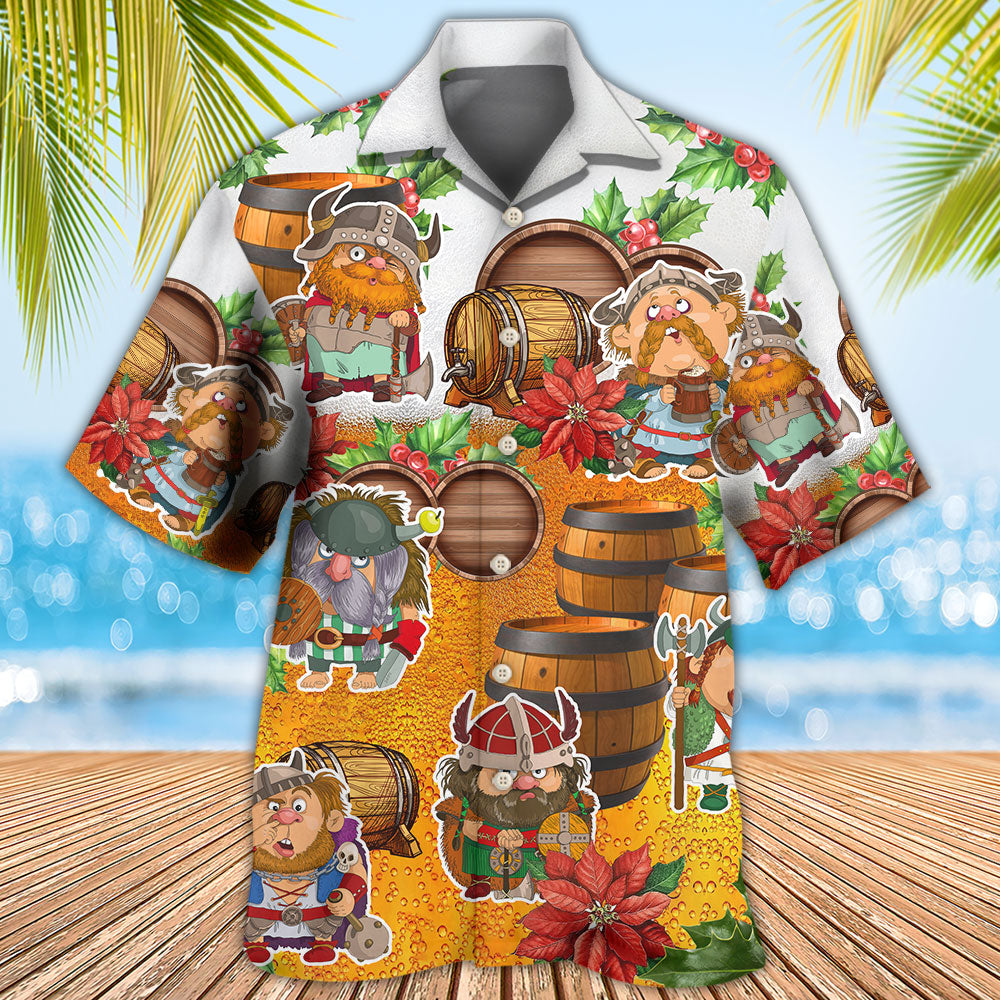 Viking Loves Beer Funny Christmas Style - Hawaiian Shirt - Reefox