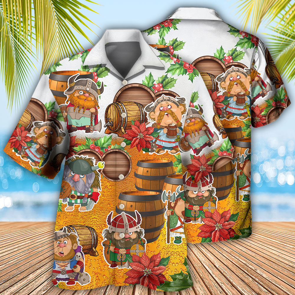 Viking Loves Beer Funny Christmas Style - Hawaiian Shirt - Reefox