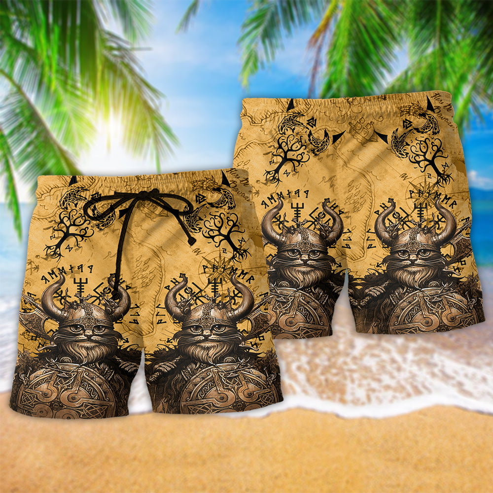 Viking Good Meows Go To Heaven Bad Meows Go To Valhalla - Beach Short Reefox - Owls Matrix LTD
