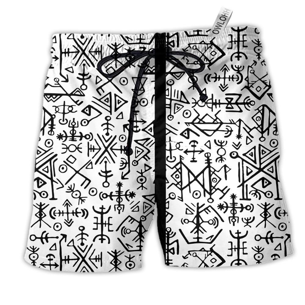 Beach Short / Adults / S Viking Victory Life Black And White Style - Beach Short Reefox - Owls Matrix LTD