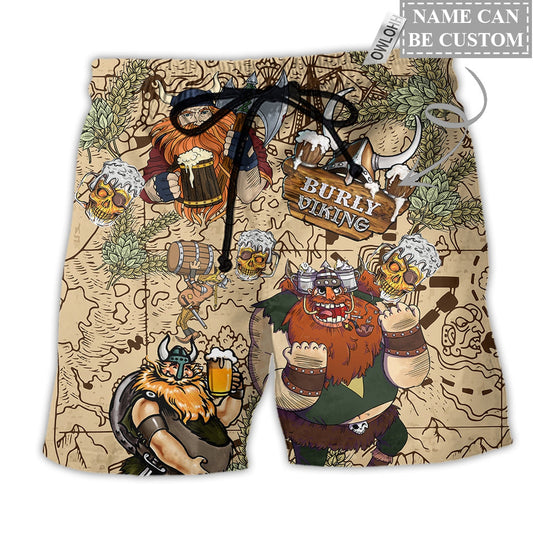 Beach Short / Adults / S Viking Victory Life Style With Beer Personalized - Beach Short Reefox - Owls Matrix LTD