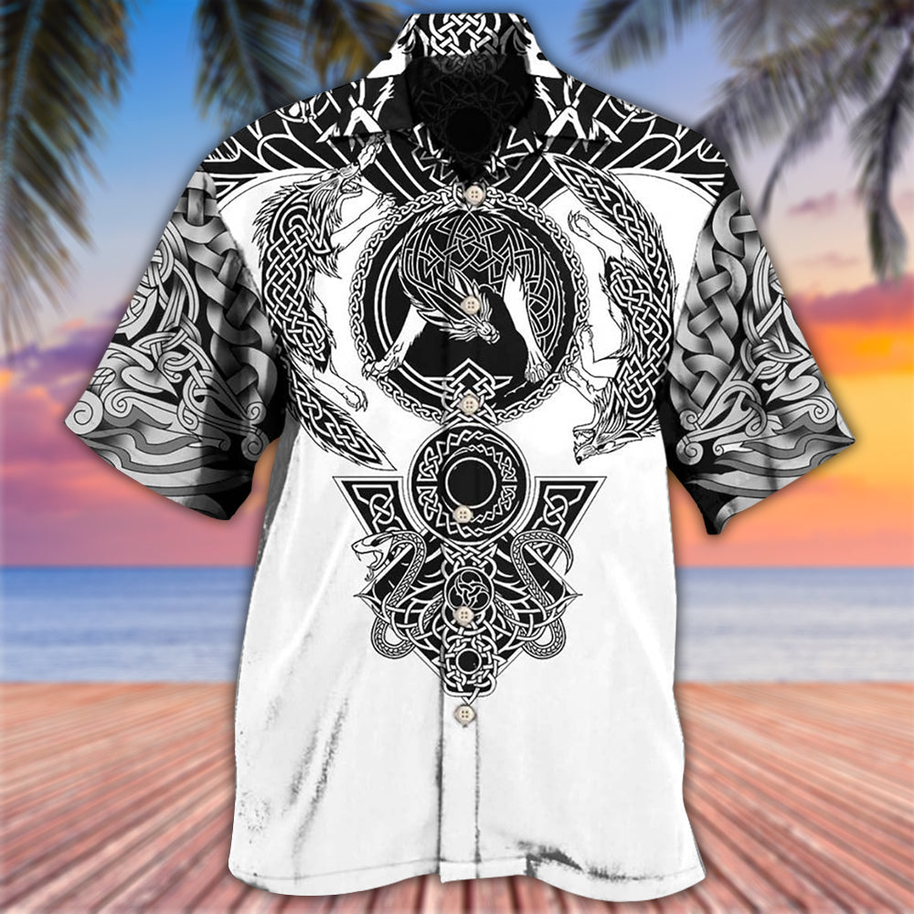 Viking Warrior Blood Black And White - Hawaiian Shirt - Reefox