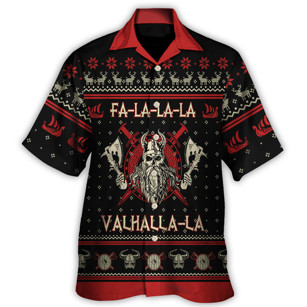 Hawaiian Shirt / Adults / S Viking Valhalla Black And Red - Hawaiian Shirt - Reefox