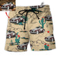 Beach Short / Adults / S Vintage Car On The Desert Basic Style Custom Photo - Beach Short Reefox - Owls Matrix LTD