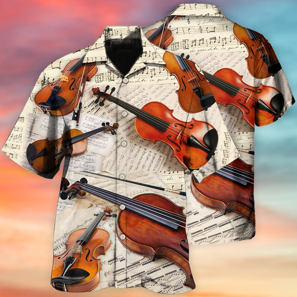 Violin Vintage Style Music Lover Paper - Hawaiian Shirt - Reefox
