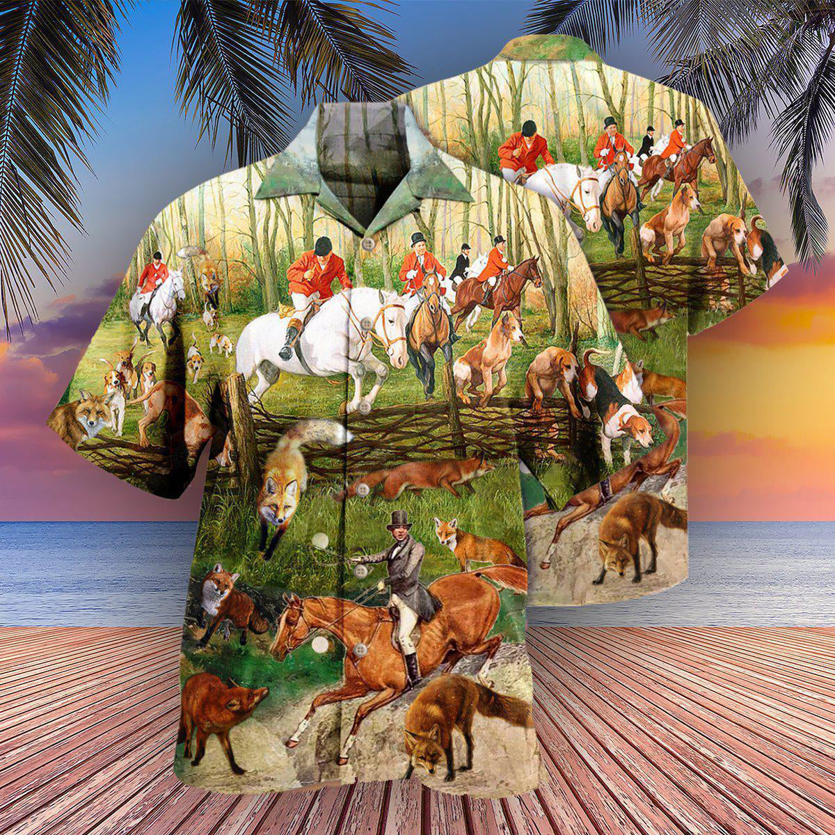 Fox Hunting Weekend Forecast 100 Chanceof - Hawaiian Shirt - Reefox
