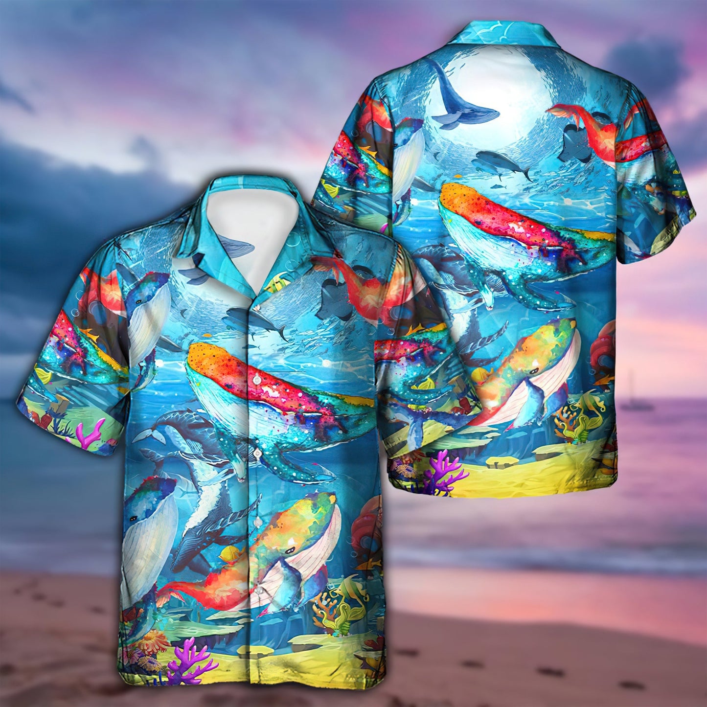 Whale Love Color Love Ocean - Hawaiian Shirt - Reefox