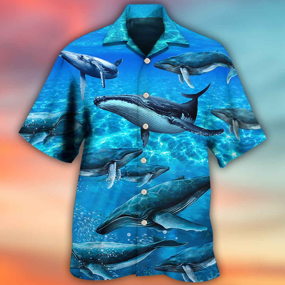 Whale Style In Blue Ocean - Hawaiian Shirt - Reefox