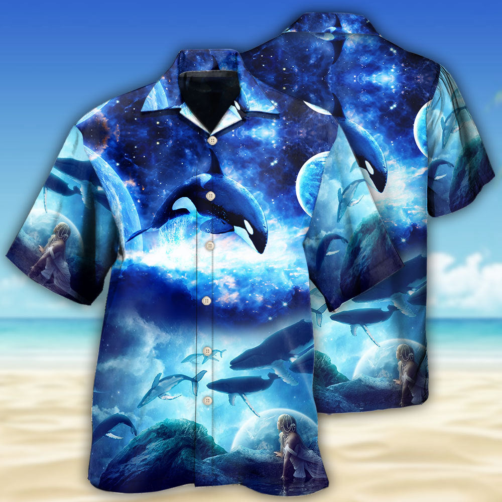 Whale Blue Galaxy Mysterious - Hawaiian Shirt - Reefox