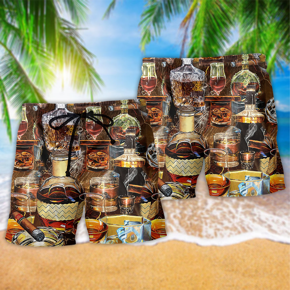 Wine Happiness Is Wh-Key - Beach Short Reefox - Owls Matrix LTD