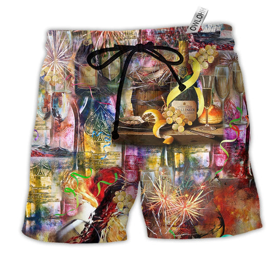 Beach Short / Adults / S Wine Sparkling As A Glass Of Champagne - Beach Short Reefox - Owls Matrix LTD