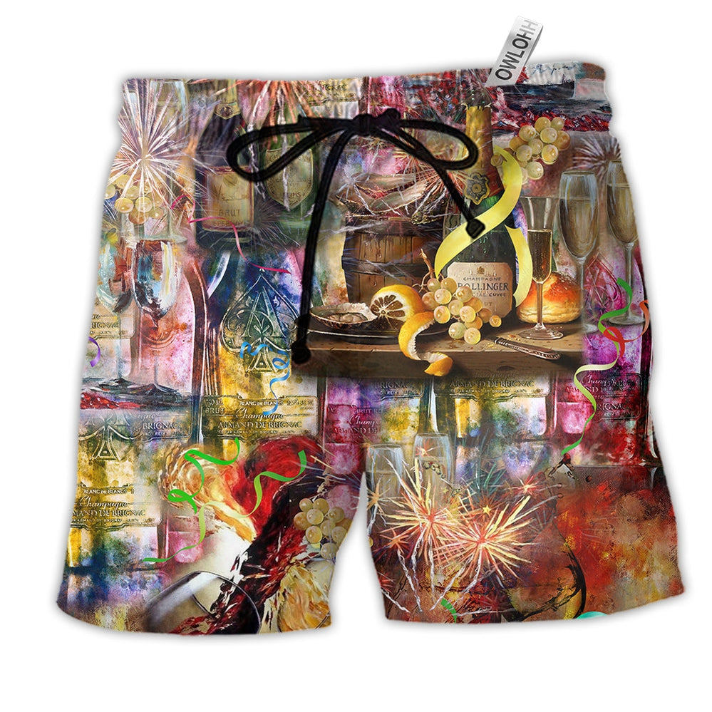Beach Short / Adults / S Wine Sparkling As A Glass Of Champagne - Beach Short Reefox - Owls Matrix LTD