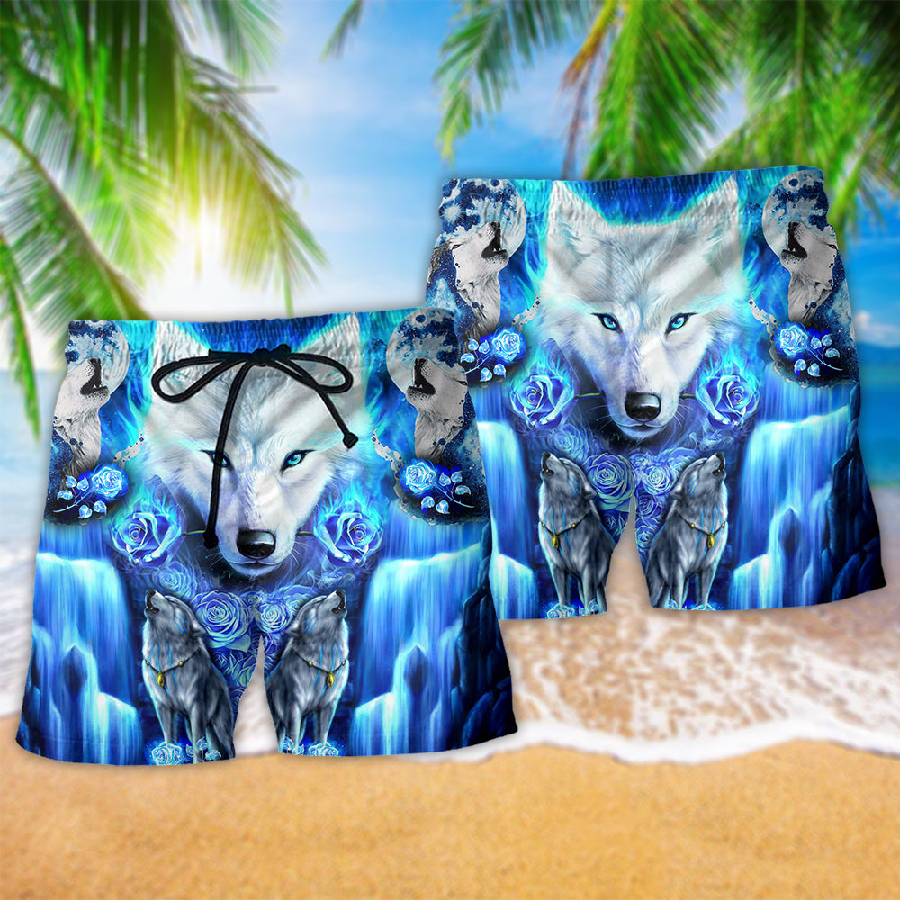 Wolf Blue Mysterious Style - Beach Short Reefox - Owls Matrix LTD