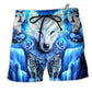 Beach Short / Adults / S Wolf Blue Mysterious Style - Beach Short Reefox - Owls Matrix LTD