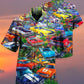 Car In The Garden Colorful Style - Hawaiian Shirt - Reefox