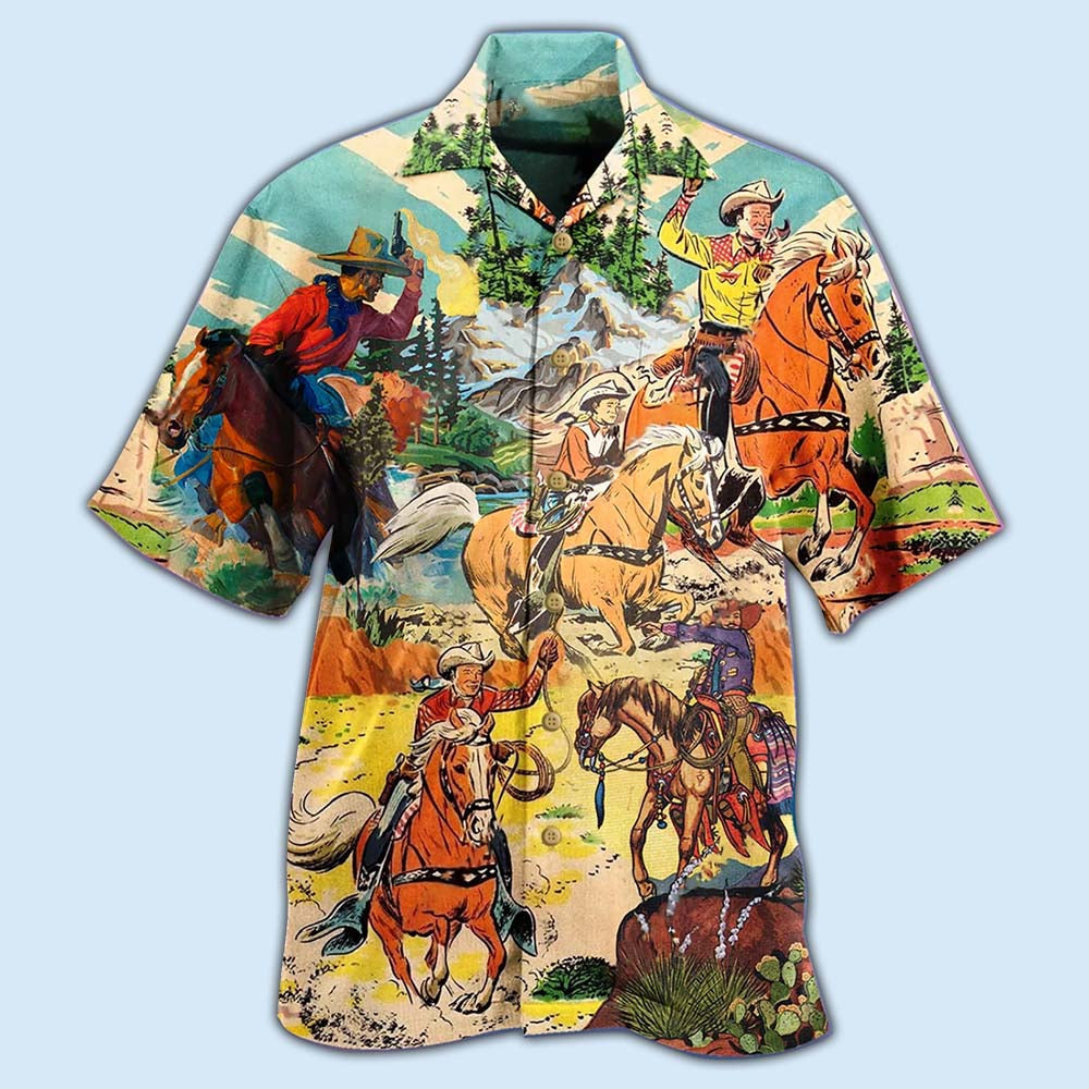 Cowboy Real Men Ride Horses Cool - Hawaiian Shirt - Reefox
