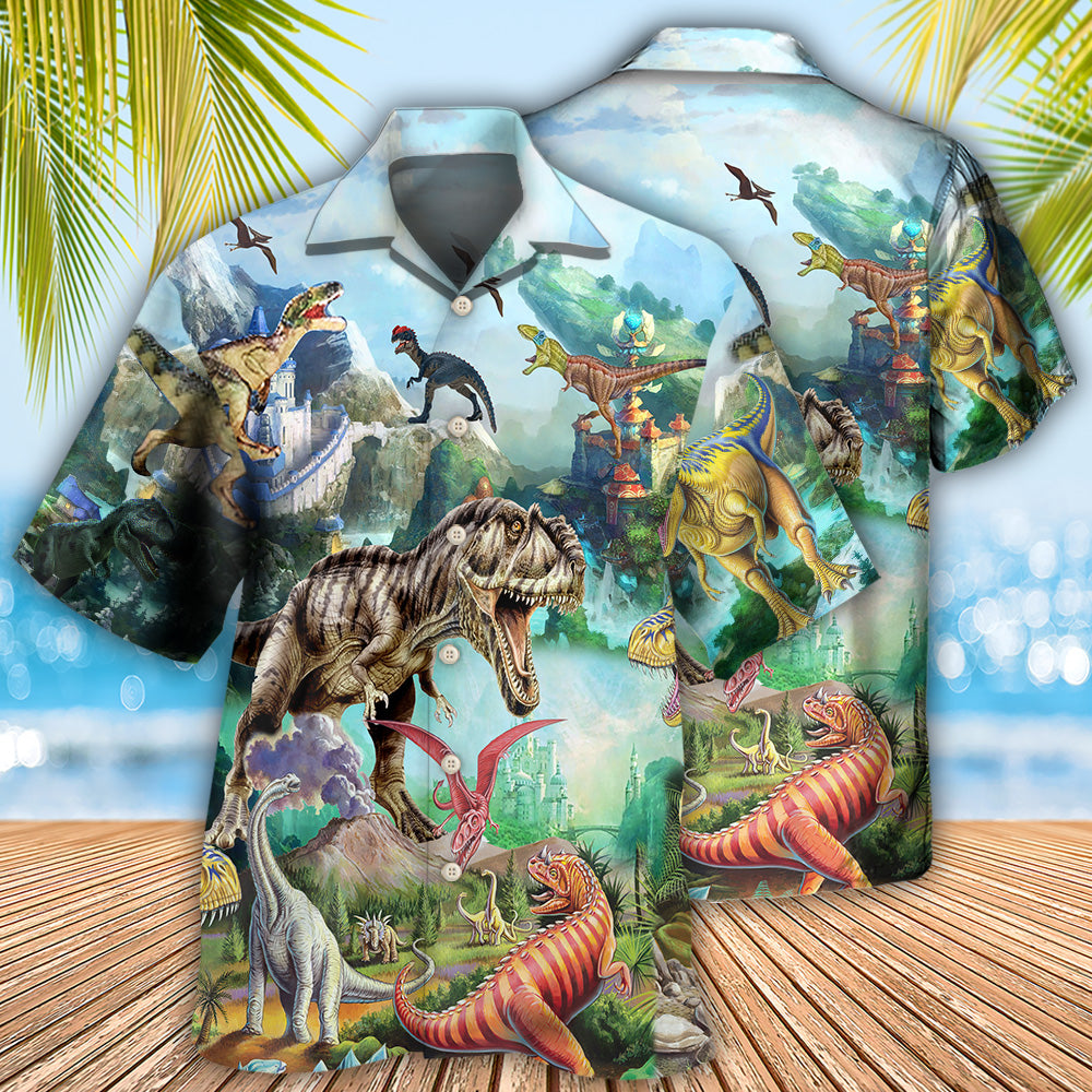 Dinosaur World Summer Sky Cool - Hawaiian Shirt - Reefox
